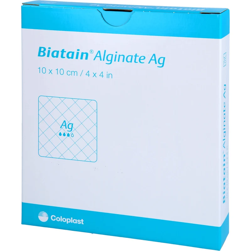 Biatain Alginate Ag Kompressen 10x10cm mit Silber, 10 St VER