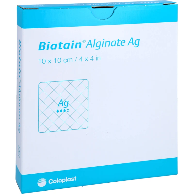 Biatain Alginate Ag Kompressen 10x10cm mit Silber, 10 St VER