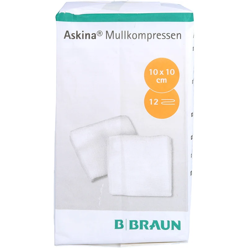 ASKINA MULLKOMPRESSEN 10x10cm 12 fach unsteril, 100 St KOM