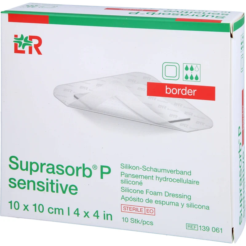Suprasorb P sensitive PU-Schaum.border 10x10 cm, 10 St VER