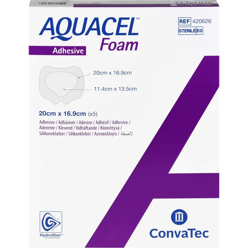 AQUACEL Foam adhäsiv Sakral 20x16,9cm, 5 St VER