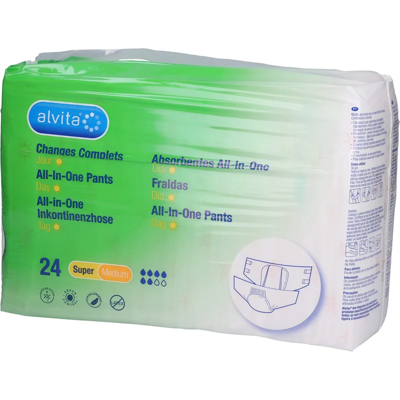 Alvita All-in-One Inkontinenzhose Super Medium Tag, 24 St