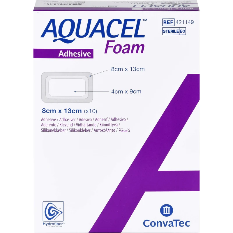 AQUACEL Foam adhäsiv 8x13cm, 10 St VER