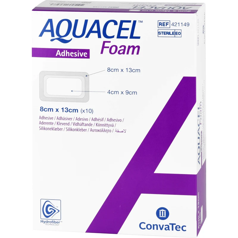 AQUACEL Foam adhäsiv 8x13cm, 10 St VER