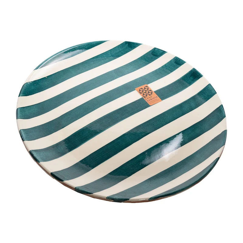 Teller groß – bold stripes teal