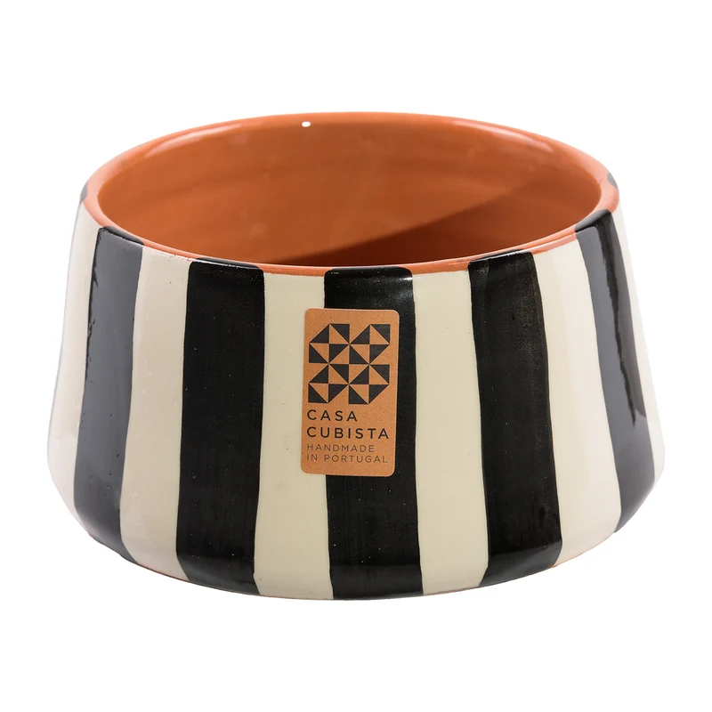 kleine Keramikschale hoch – bold stripes black