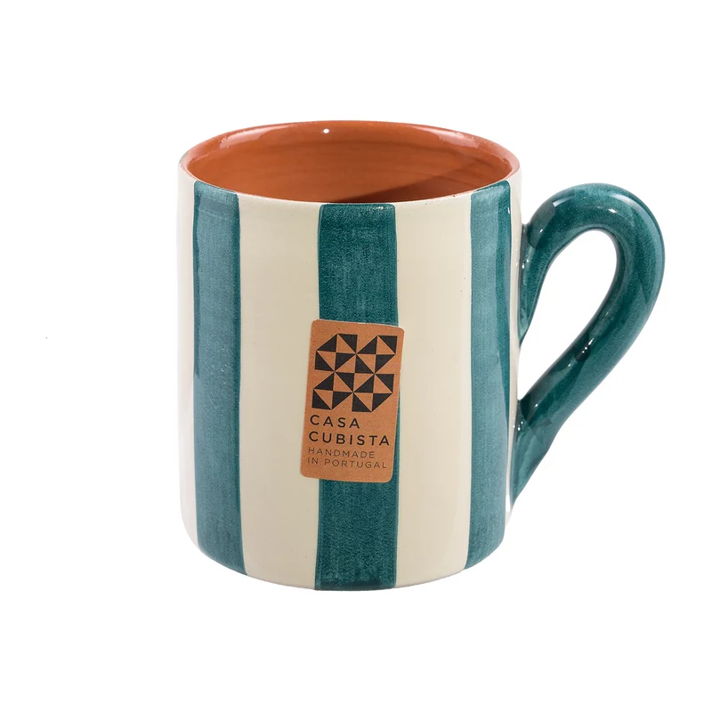 Keramik Tasse – bold stripes teal