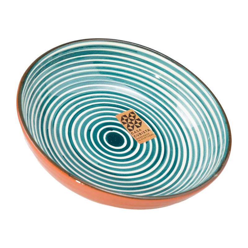 Keramikschale mittel – fine stripes teal