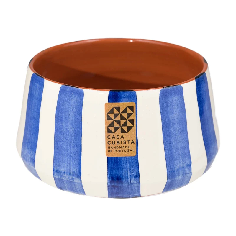 kleine Keramikschale hoch – bold stripes blue