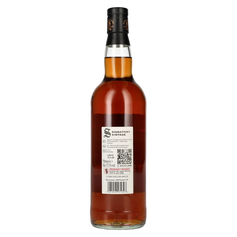 Signatory Vintage 100 Proof Edition BENRINNES 13 Years Old Single Malt #78 2012 57,1% Vol. 0,7l