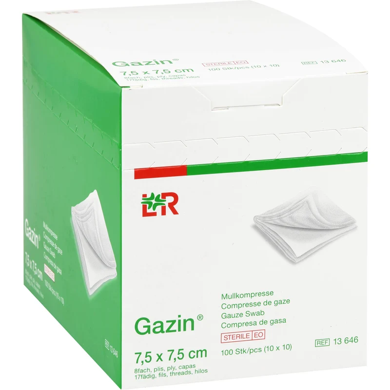 Gazin Kompressen steril 7,5x7,5cm, 10X10 St KOM