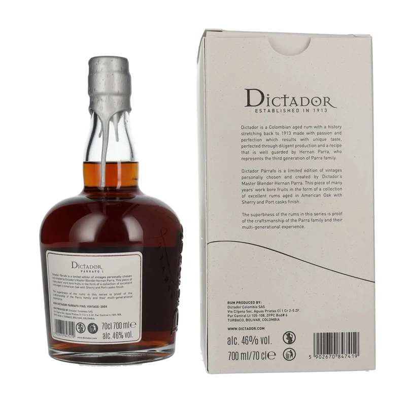 Dictador PÁRRAFO I 14 Years Old FINO Vintage 2008 46% Vol. 0,7l in Geschenkbox