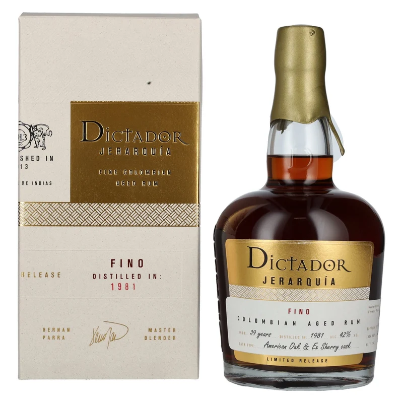 Dictador JERARQUÍA 39 Years Old FINO Rum 1981 42% Vol. 0,7l in Geschenkbox