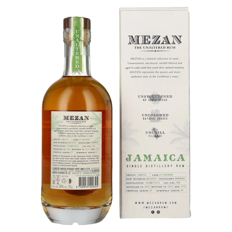 Mezan The Unaltered Rum Jamaica 2010 46% Vol. 0,7l in Geschenkbox