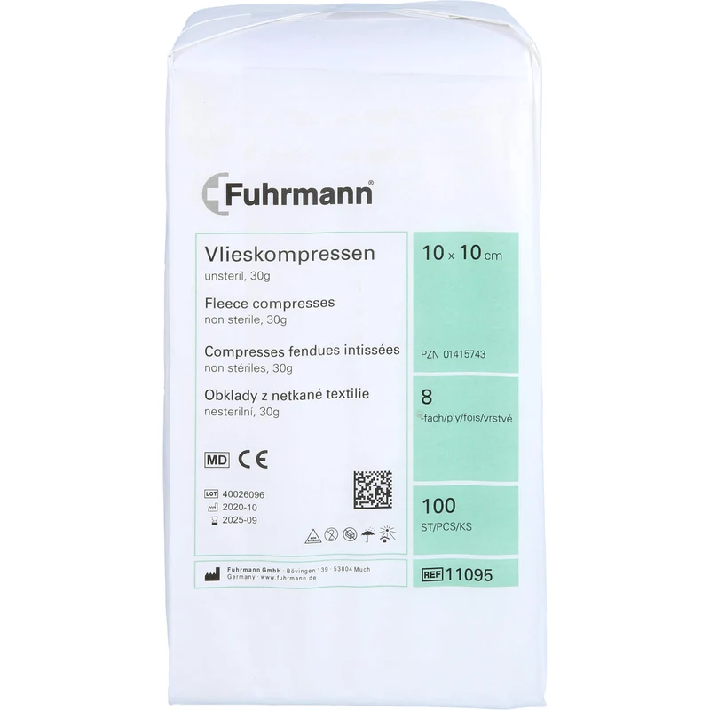 Vlieskompressen 10x10cm 8lagig 30gr unsteril, 100 St KOM
