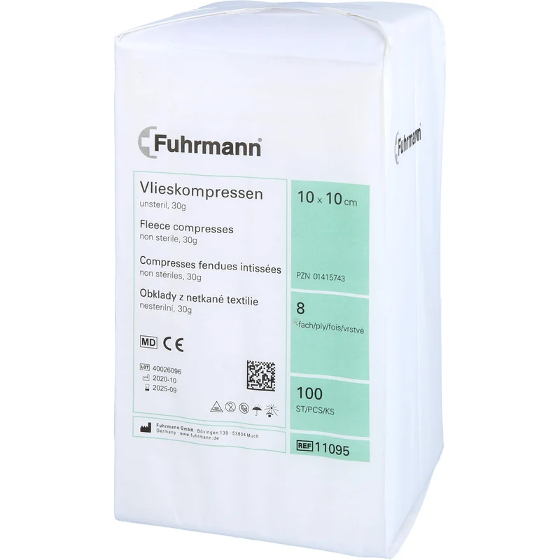 Vlieskompressen 10x10cm 8lagig 30gr unsteril, 100 St KOM