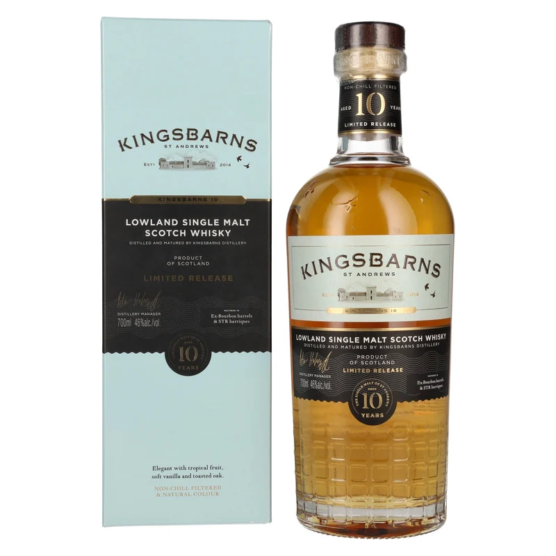 Kingsbarns 10 Years Old Lowland Single Malt Scotch Whisky Limited Release 46% Vol. 0,7l in Geschenkbox