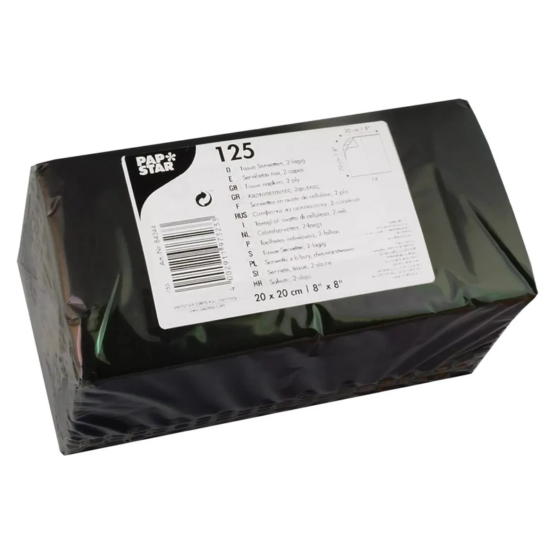 Cocktailservietten schwarz 20x20 cm 125 Stück