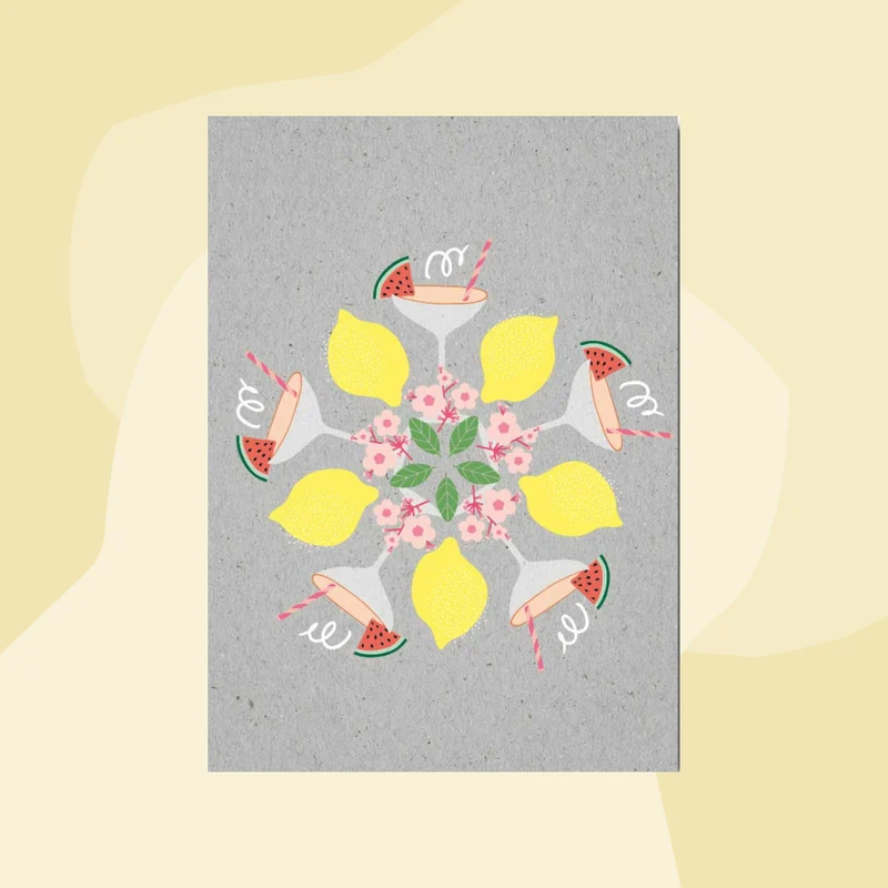 Postkarte: Zitronen, Cocktails & Kaleidoskop