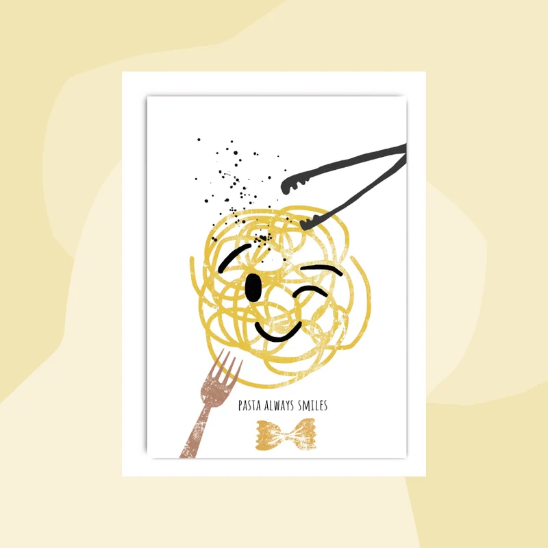 Postkarte: Pasta always smiles