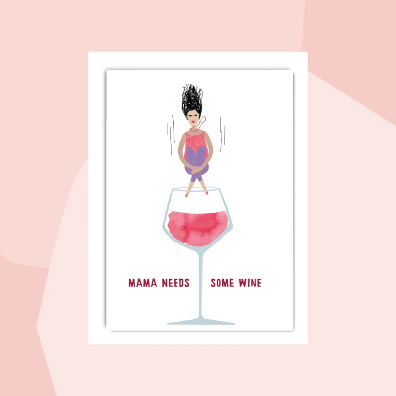 Postkarte: Mama needs some wine