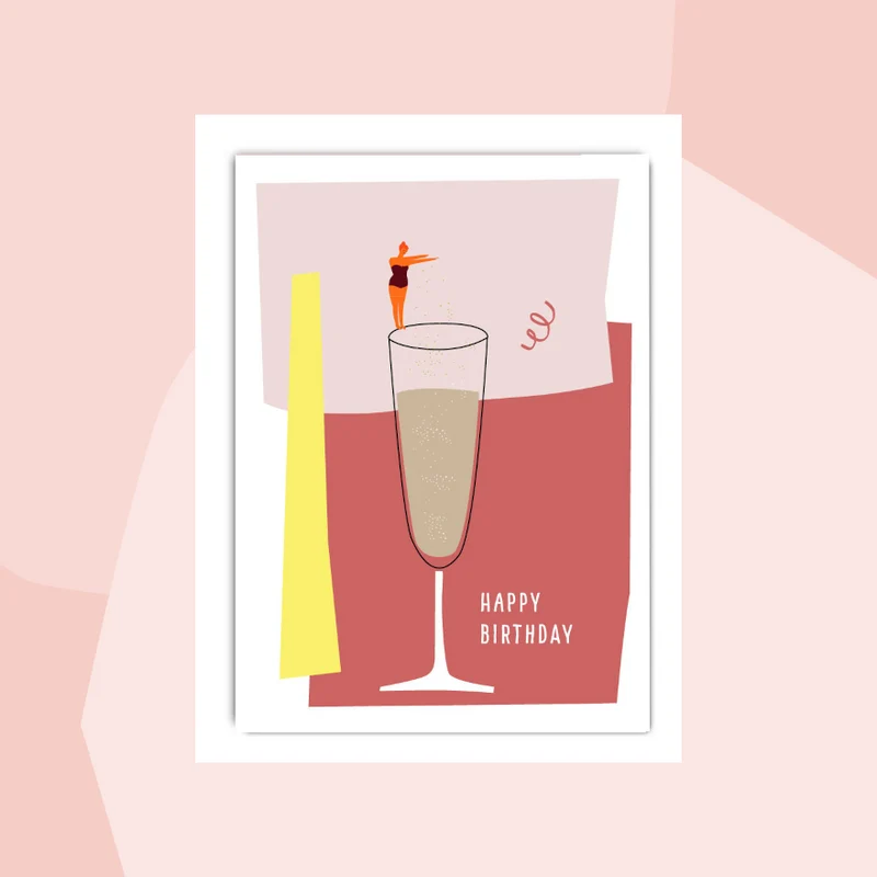 Postkarte: Happy Birthday in neon
