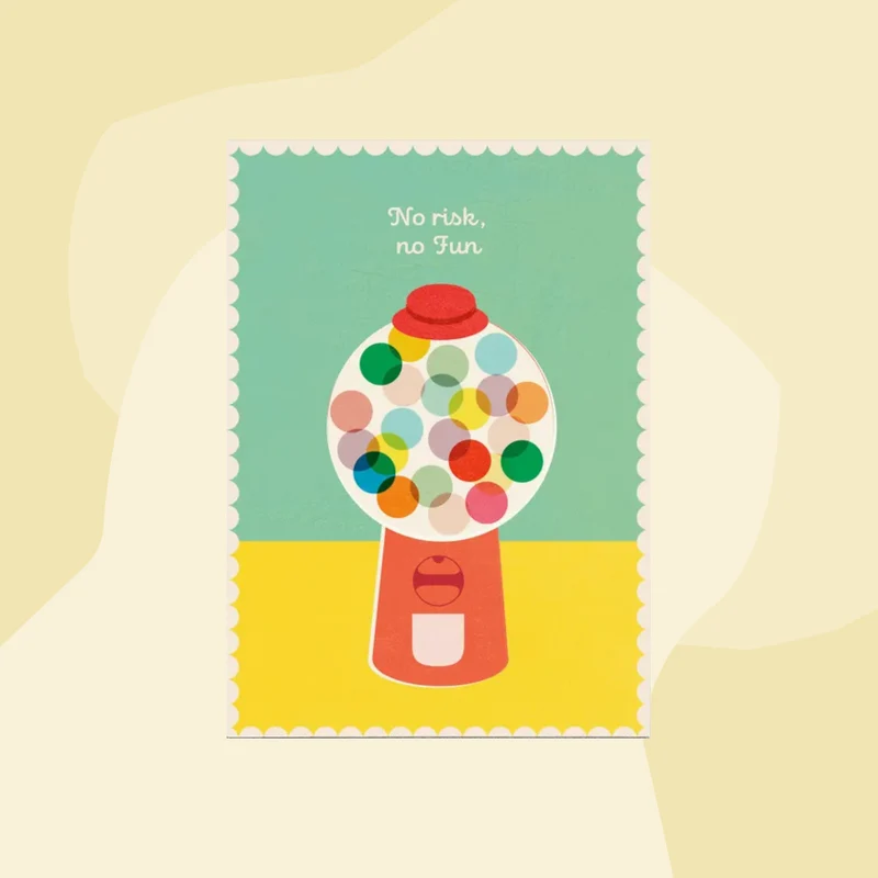 Postkarte: No Risk, No Fun