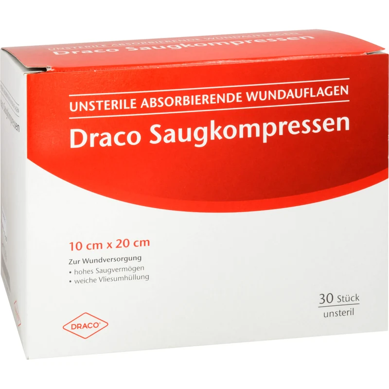 Saugkompressen unsteril 10x20cm Draco, 30 St KOM