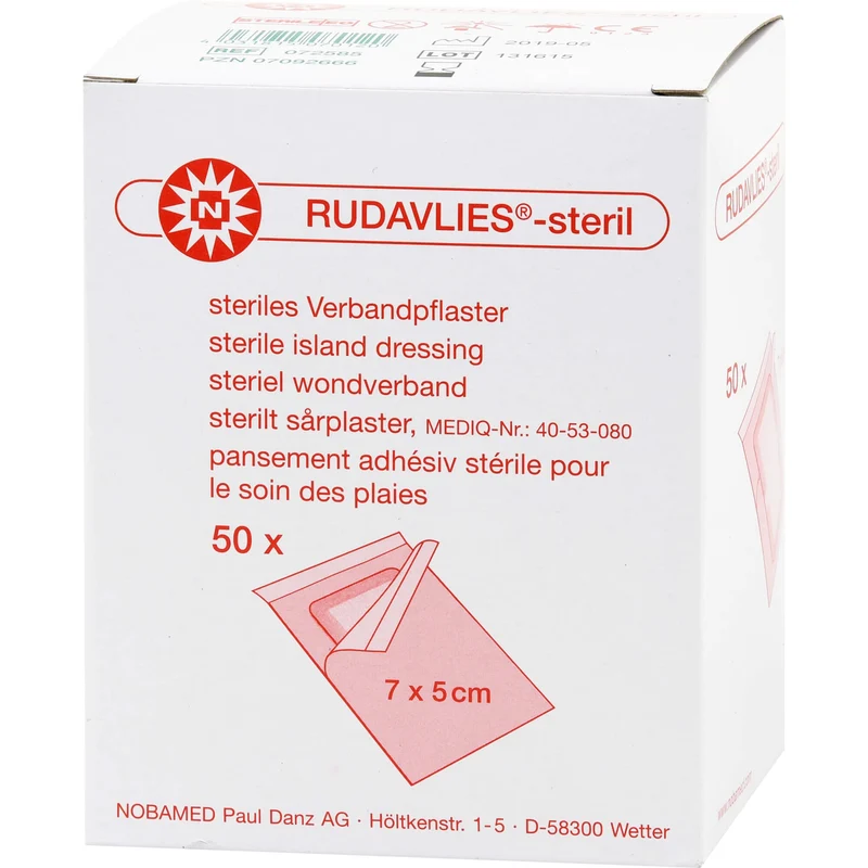 RUDAVLIES STERIL 7CMX5CM VERBANDPFLASTER, 50 St PFL