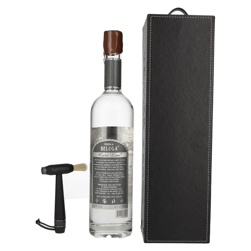 Beluga Gold Line Vodka Montenegro 40% Vol. 0,7l in Geschenkbox in Lederoptik mit Pinsel