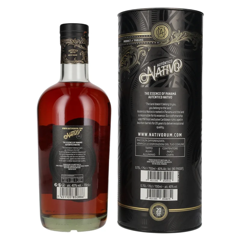 Auténtico Nativo 20 Years Old Special Reserve Rum 40% Vol. 0,7l in Geschenkbox