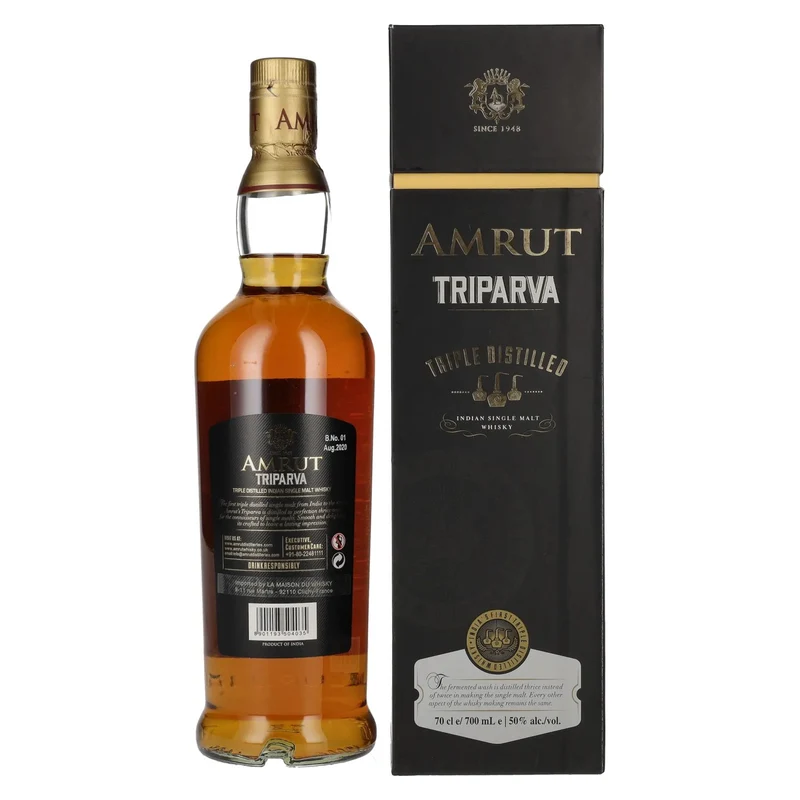 Amrut TRIPARVA Triple Distilled Indian Single Malt Whisky 50% Vol. 0,7l in Geschenkbox