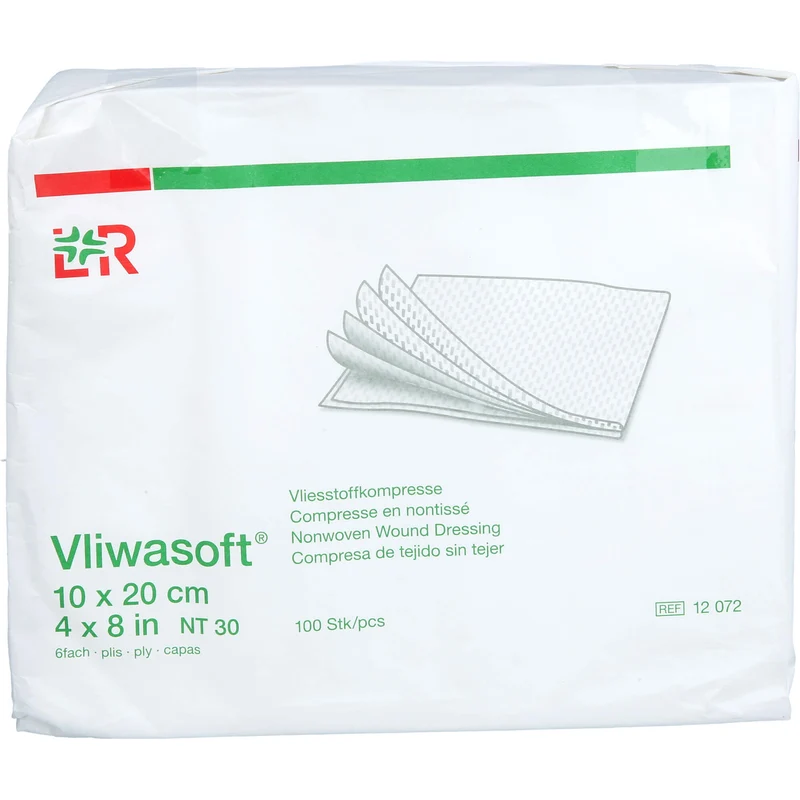 Vliwasoft Vlieskompressen unsteril 10x20cm, 100 St KOM