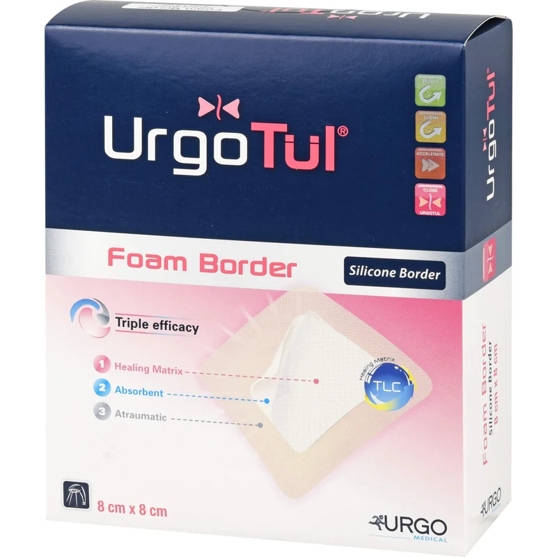 Urgotül Foam Border 8x8cm, 10 St VER
