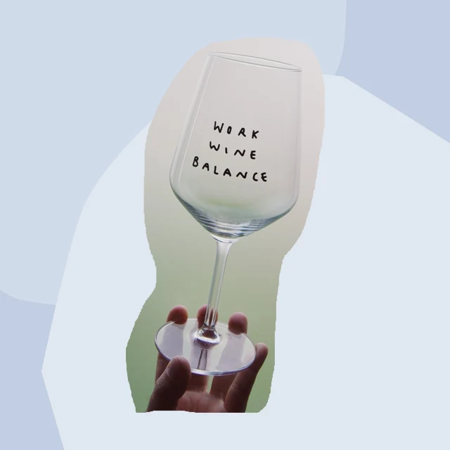 Weinglas mit Aufdruck: Work Wine Balance