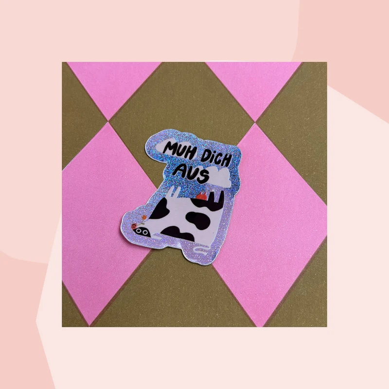 Sticker mit Glitzer: Muh Dich aus