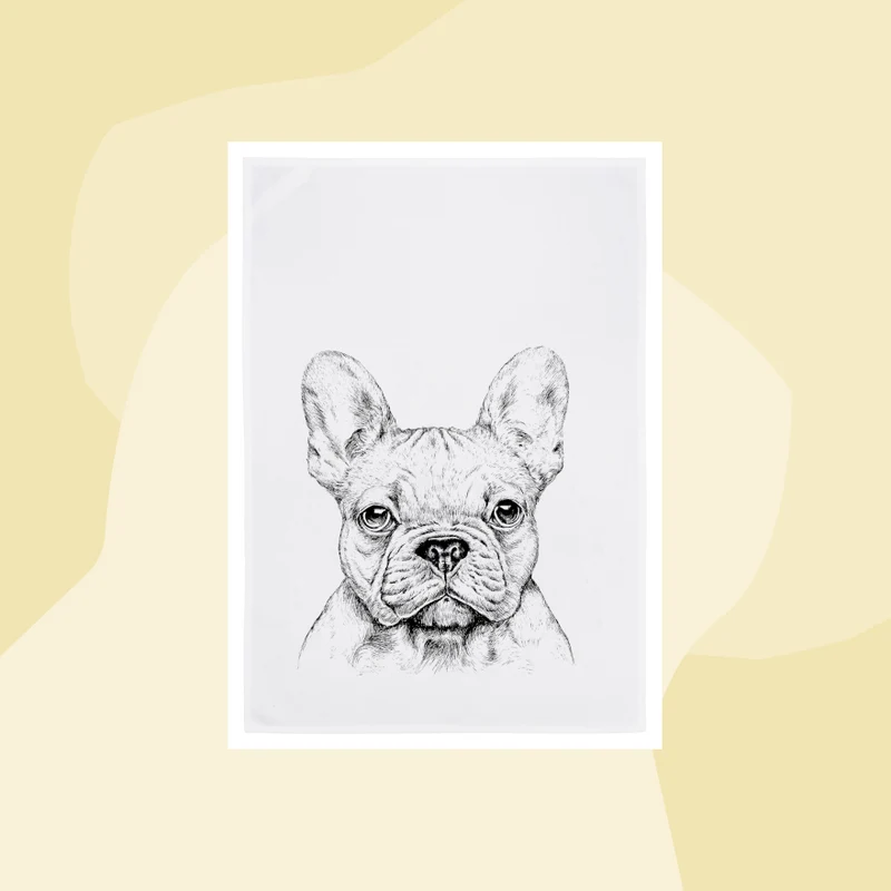 Geschirrtuch mit Aufdruck: Bulldogge