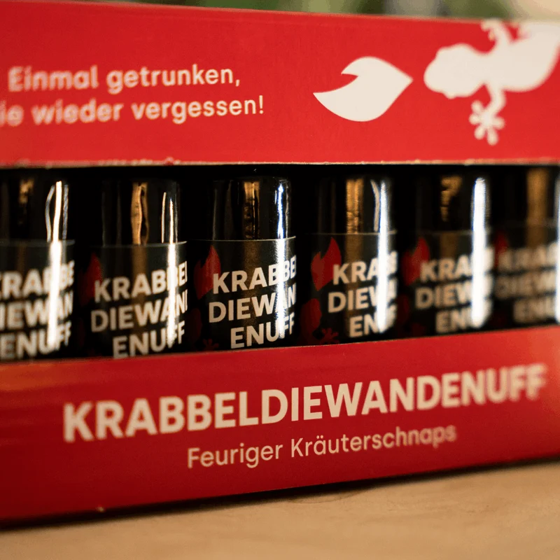 Krabbeldiewandenuff Probier-Paket - 6x feuriger Kräuterschnaps Shot