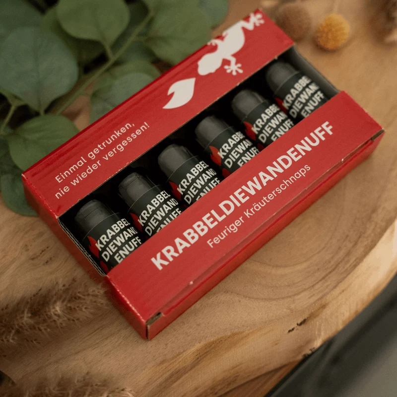 Krabbeldiewandenuff Probier-Paket - 6x feuriger Kräuterschnaps Shot