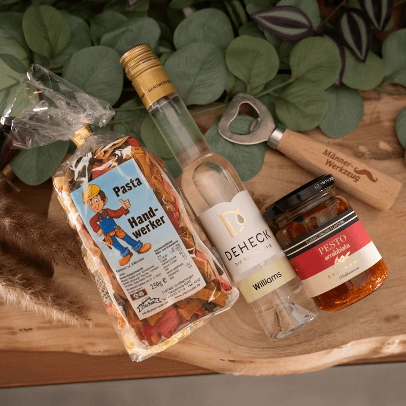 Handwerk Schlemmerbox | Geschenk für Laktritz Liebhaber | Schnaps & rustikale Feinkost