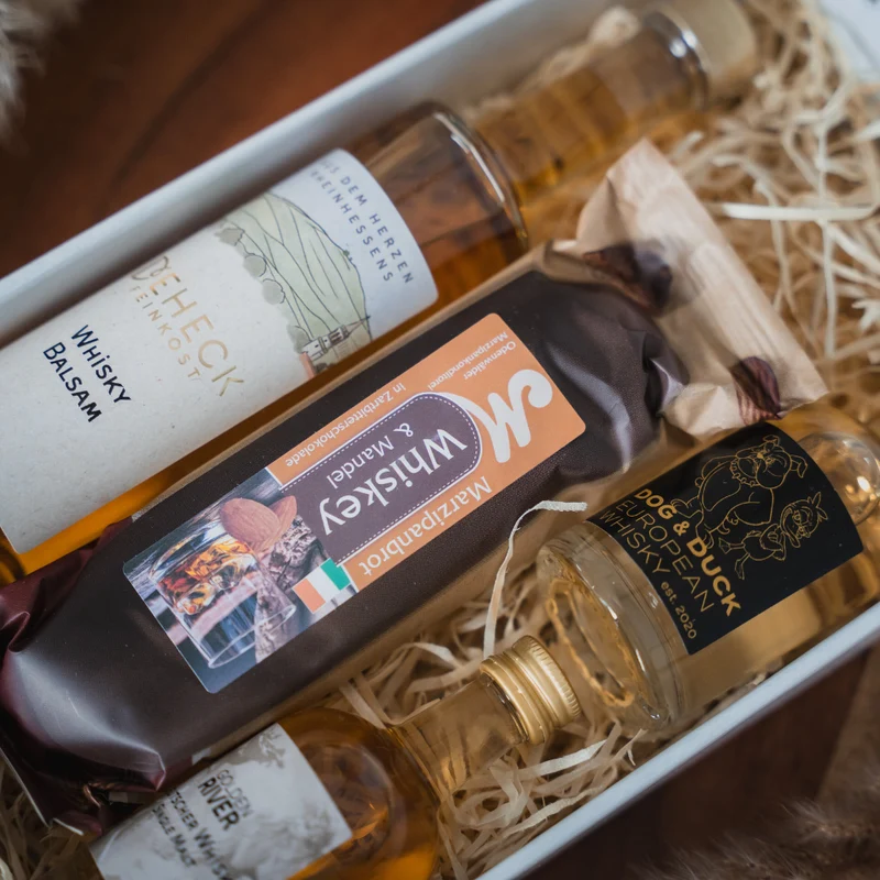 großes Whisky Geschenkset | Whisky Geschenk mit Feinkost | Deutscher Whisky & Whisky-Feinkost