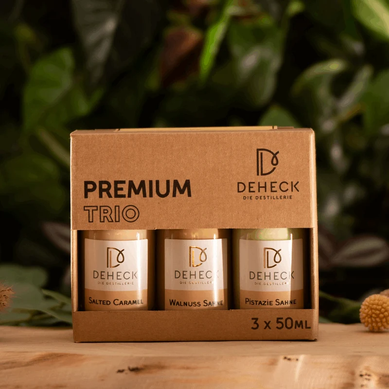 Sahneliköre Geschenk | Trio Sahnelikör Set | Pistazie, Salted Caramel & Walnuss