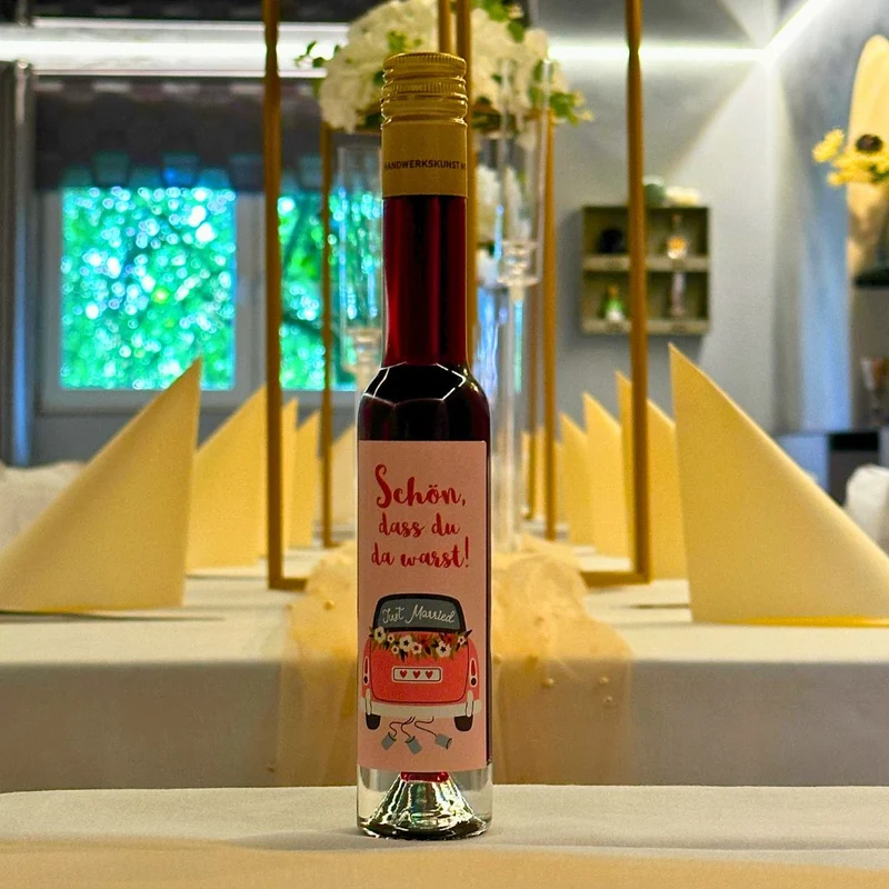 Geschenk für Hochzeitsgäste | Hochzeit Etikett | Heidelbeer Likör 20%