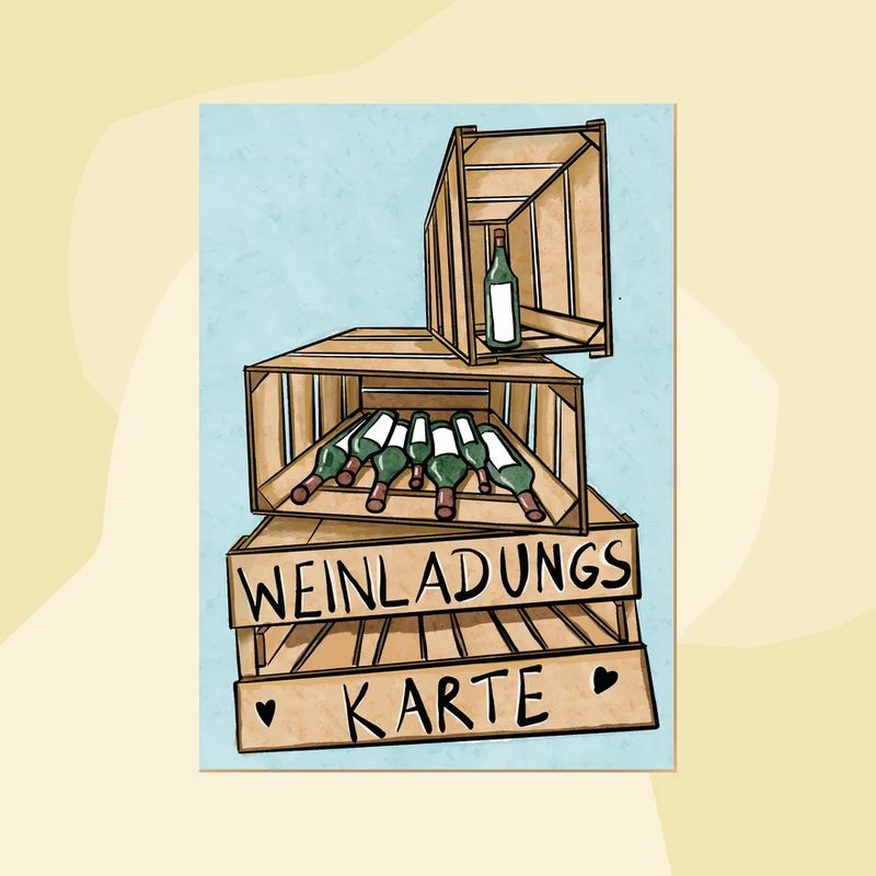 Postkarte: Weinladungskarte