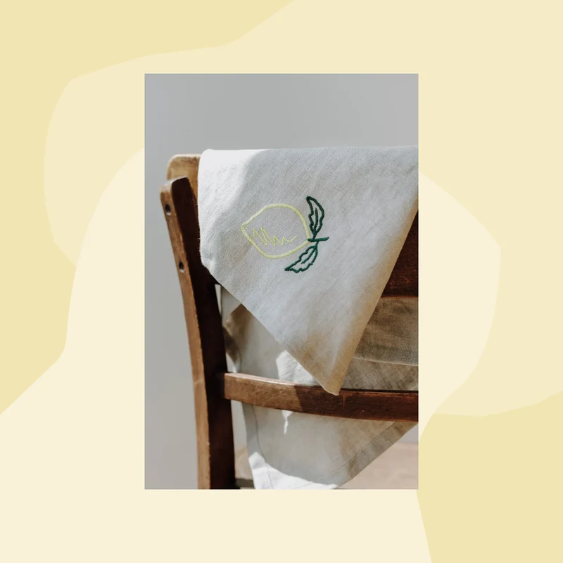 Stoffserviette aus Leinen: Zitrone