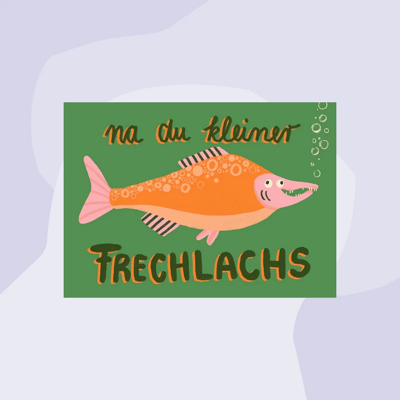 Postkarte: Na Du kleiner Frechlachs
