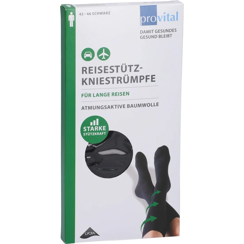 ProVital Reisekniestrumpf schwarz Gr.39-42, 2 St