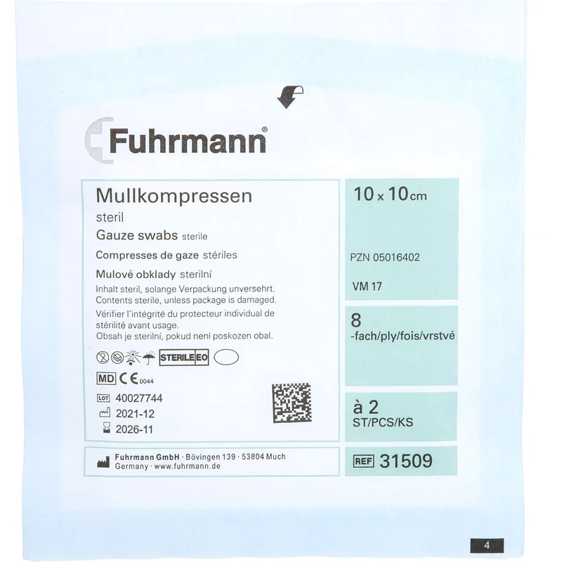 Mullkompressen 10x10cm 8-fach a 2 Stück steril, 50X2 St KOM