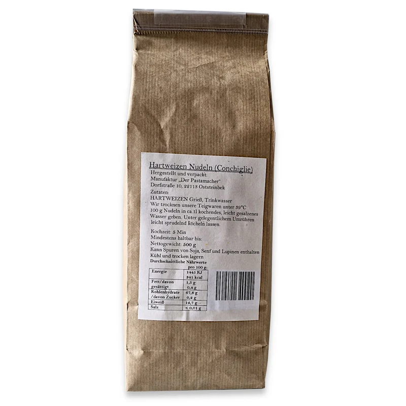2x Hartweizen Conchiglie Nudeln 500g