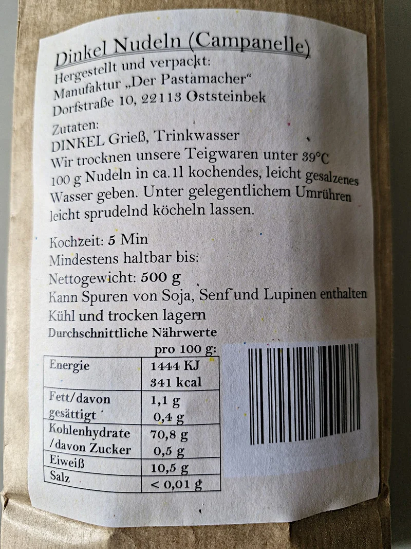 2x Dinkel Campanelle Nudeln 500g